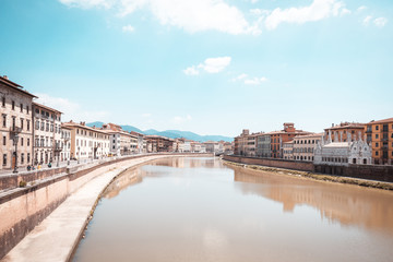 Fototapeta premium River Arno which goes through famous italian town Pisa
