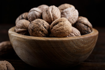 walnuts on a wooden background