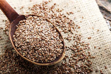 Flax seeds. Top view