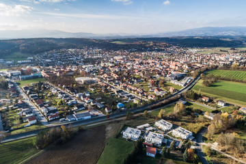 Stadt Pinkafeld im Burgenland (A) Luftaufnahme