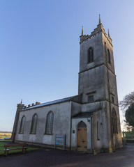 Fototapeta na wymiar Saint Patrick's Church is also the visitor's center at the Hill of Tara archaelogic site in Ireland