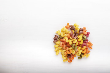 raw colorful pasta isolated