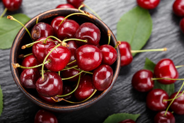 sweet cherry on a black background