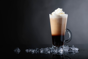 Cold coffee drink with cream.