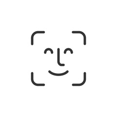 Vector image face recognition line icon.Face ID.