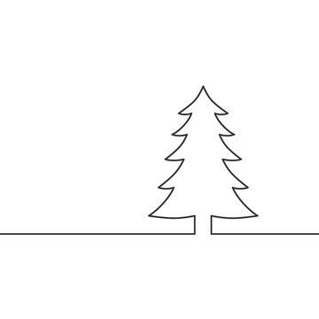 Vector image of a continuous line drawing christmas tree.