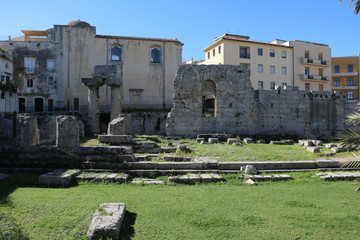 The greek temple Tempio di Apollo in Ortigia Syracuse in Sicily