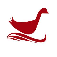 silhouette di papera rossa isolata su sfondo bianco