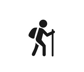 Man with backpack travel icon