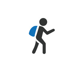 Man with backpack travel icon