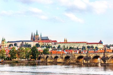 Obraz premium Charles Bridge and Lesser Town of Prague view