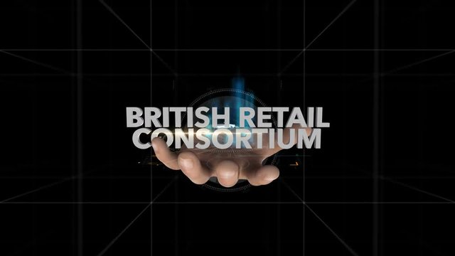 Hand Reveals Hologram Word-BRITISH RETAIL CONSORTIUM