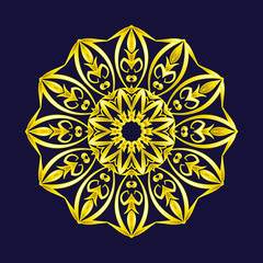 Simple gold circular pattern on dark blue backdrop