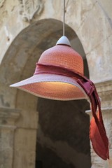 Upcycling of a hat as a lampshade, Italy