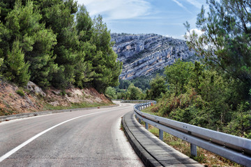 road in the mountains of croatia in summer.