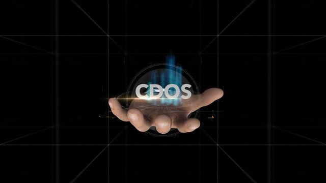 Hand Reveals Hologram Word-CDOS