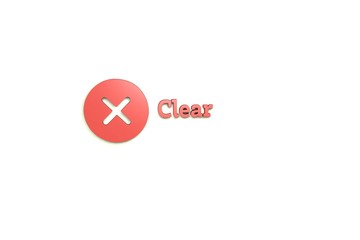 Illustration of Clear with red text on light background