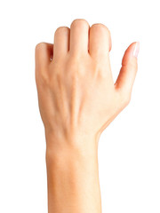 Obraz premium Woman clenched fist. Concept of unity, fight or cooperation