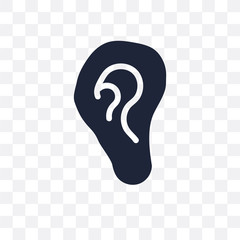 Ear lobe side view transparent icon. Ear lobe side view symbol design from Human Body Parts collection. Simple element vector illustration. Can be used in web and mobile.