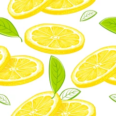 Photo sur Plexiglas Citrons Modèle sans couture de citron. Citrons de croquis colorés. Fond d& 39 agrumes. Éléments de menu, cartes de vœux, papier d& 39 emballage, emballages de cosmétiques, affiches, etc.