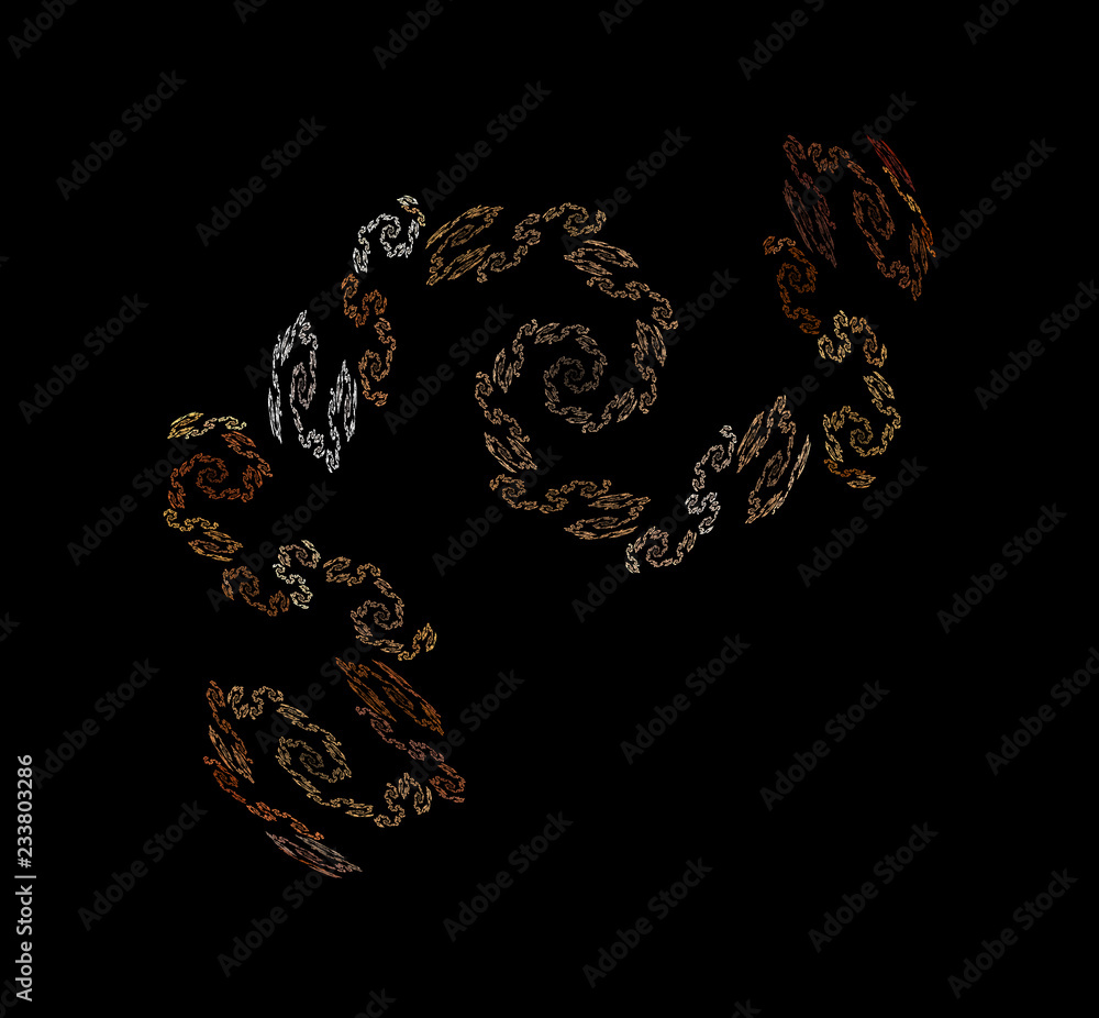Poster white brown fractal on black background. fantasy fractal texture. digital art. 3d rendering. compute