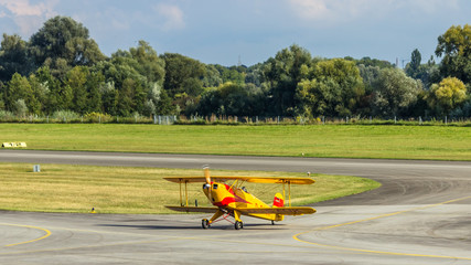 Straubing, Bavaria/Germany - 08 30 2014: Historical airplanes at airport Straubing
