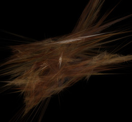 Brown white lines on black background. Fantasy fractal texture. Digital art. 3D rendering. Computer generated image.