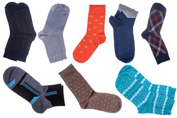 a set of cotton socks isolated on white background