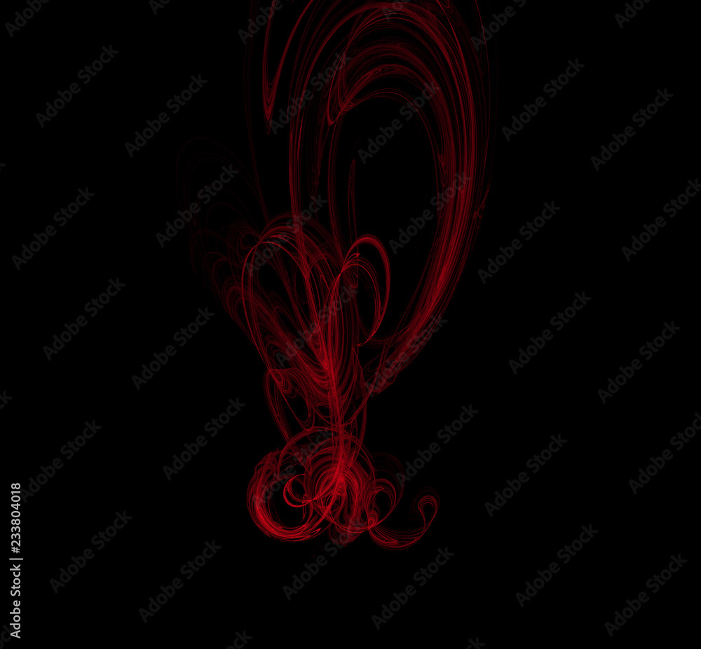Poster red illustration pattern on black background. fantasy fractal texture. digital art. 3d rendering. co