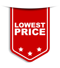 red vector banner lowest price