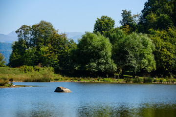 Fototapeta na wymiar Beautiful landscape with Tsover lake and forest, Armenia
