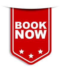 red vector banner book now