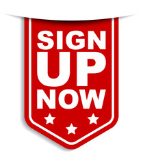 red vector banner sign up now