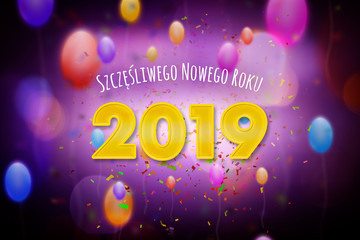 Szczęśliwego Nowego Roku 2019 - obrazy, fototapety, plakaty