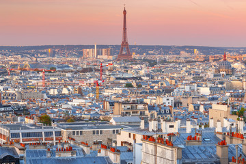Paris. Aerial view of the city at sunrise.