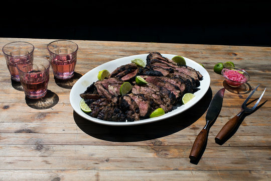 Roasted lamb served on plate