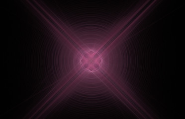Pink cross abstract fractal on black background. Fantasy fractal texture. Digital art. 3D rendering. Computer generated image.
