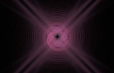 Pink cross swirl abstract fractal on black background. Fantasy fractal texture. Digital art. 3D rendering. Computer generated image.