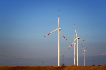 Wind turbines producing clean renewable energy  