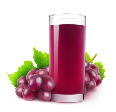 Isolated drink. Glass of red grape juice isolated on white background with clipping path