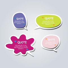 Colored text bubble set speech box vector template design
