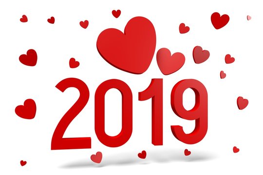 2019 New Year concept - hearts
