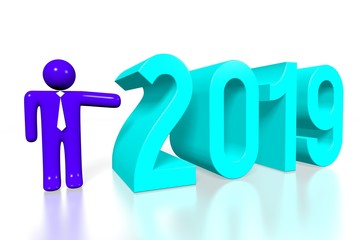 2019 New Year concept - cartoon character
