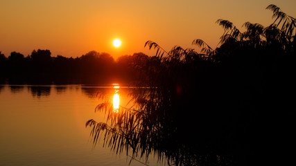 Beautiful sunset near Mamming-Isar-Bavaria-Germany