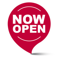 red vector banner now open