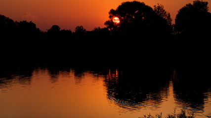 Beautiful sunset near Mamming-Isar-Bavaria-Germany