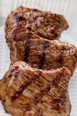 Grilled meat with fresh vegetables. food delivery. Healthy food delivery. Take away for diet. Fitness nutrition, vegetables, meat and fruits in eco boxes. at wood and straw with copy space
