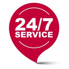 red vector banner 24/7 service