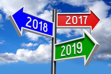 Obraz premium 2019 New Year concept - signpost