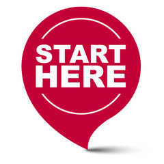 red vector banner start here